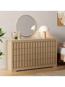 "31H" Modern Fluted Sideboard Buffet Cabinet With 8 Drawers – Coffee Bar & Kitchen Storage Cabinet, Solid Wood Accent Cabinet For Dining Room, Living Room"