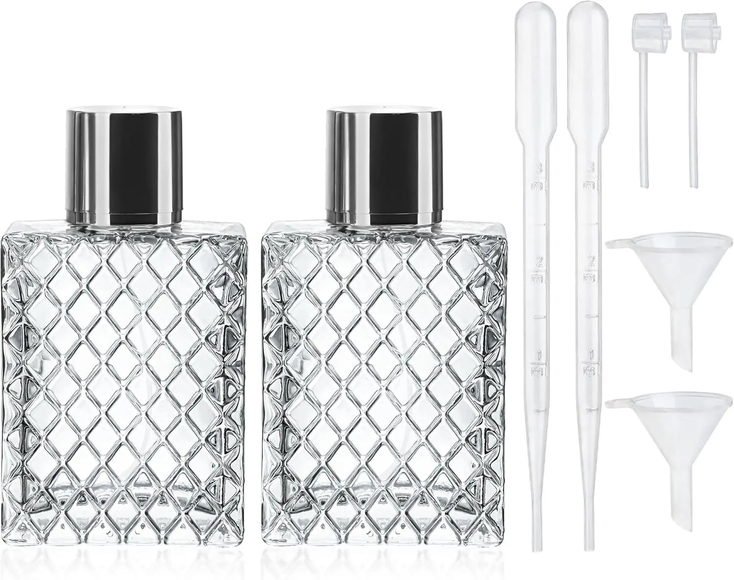 YU FENG 2 Pack Refillable Glass Spray Perfume Bottles 100Ml / 3.4 Oz Cosmetic Fine Mist Atomizer Bottle Empty Portable Clear Glass Essential Oil Container for Travel yiwushi hongjia dianzishangwu youxiangongsi