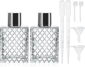 YU FENG 2 Pack Refillable Glass Spray Perfume Bottles 100Ml / 3.4 Oz Cosmetic Fine Mist Atomizer Bottle Empty Portable Clear Glass Essential Oil Container for Travel yiwushi hongjia dianzishangwu youxiangongsi