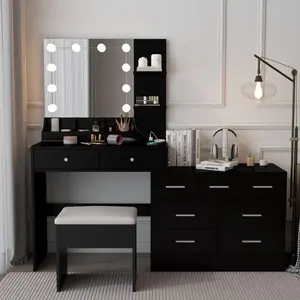 Elegant LED Vanity Table with Drawers for Makeup Organization