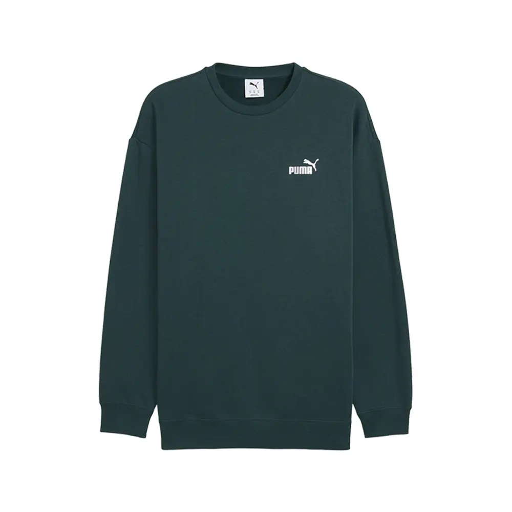 PUMA Mens Maximal Metallic Relaxed Crew Neck Sweatshirt Casual - Green