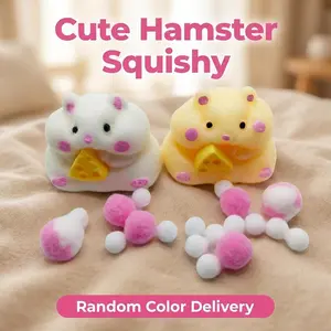 2pcs Hamster Stress Relief Toys, Cute Unisex Fidget Toys, Kawaii Squishies, 6cm Tall, 60g Weight, Model 2411xy08, No Battery Required