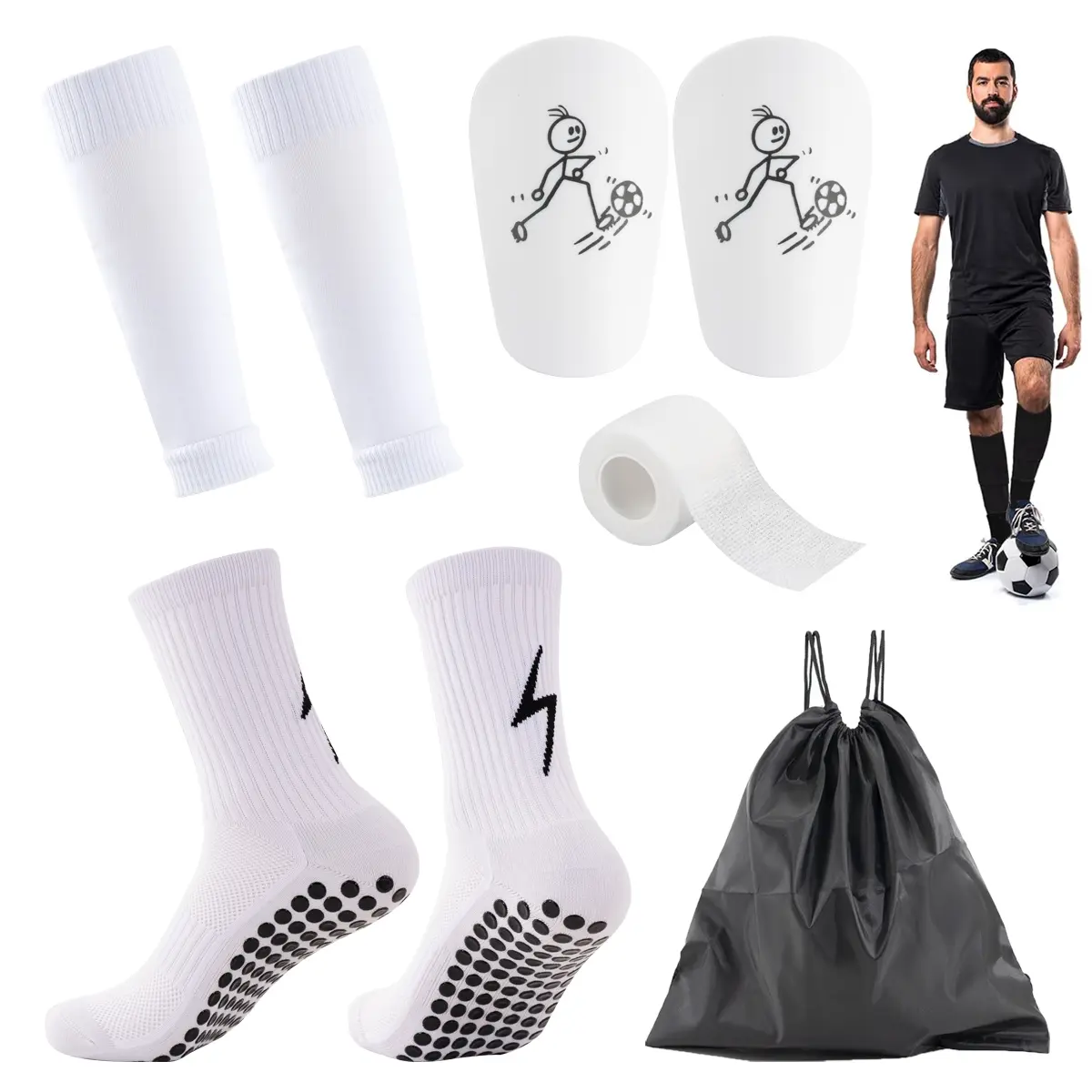 Football Grip Socks Set, Sports Football Insole Sock Cover, Sport Fastening Belt, Field Equipment Kit, Essential Soccer Gear, Football Accessory
