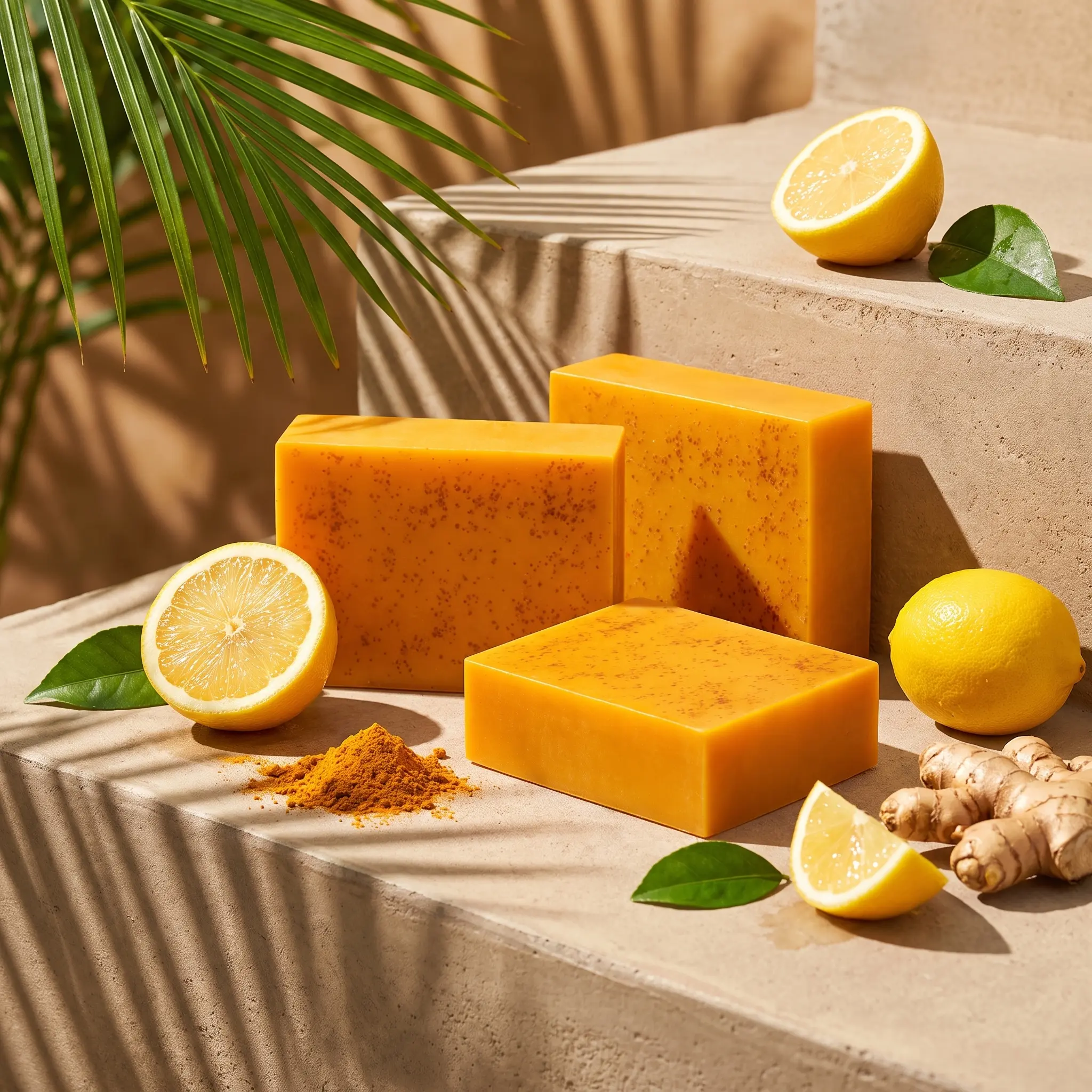 3PCS Lemon Turmeric KojicAcid Soap, Natural Organic Turmeric Face and Body Wash Soap Bar, Firm Pores, Even Out Skin Tone,Lemon Turmeric Glowing Skin Care Soap, Deep Clean, with Soap Saver Bags