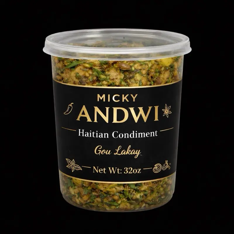 Micky Andwi Haitian Marinated Pork 32oz - Authentic Traditional Flavor with Garlic Onions & Spices - Ready to Eat - 100% Natural - No Preservatives