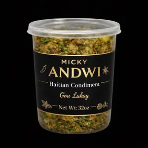 Micky Andwi Haitian Marinated Pork 32oz - Authentic Traditional Flavor with Garlic Onions & Spices - Ready to Eat - 100% Natural - No Preservatives