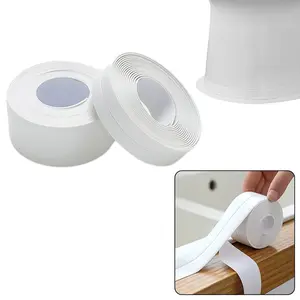 2-Roll Waterproof Self Adhesive Caulk Tape - 1.5" x 10.5Ft PVC Silicone Sealing Strip, Stop Leaks, Cover Gaps, Edge Sealer for Bathroom, Kitchen, Windows, Two Rolls