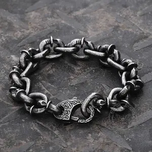 GTHIC Curved Nail Stainless Steel Chain Bracelet Bold Jewelry for Men Daily Wear Fashion Accessories