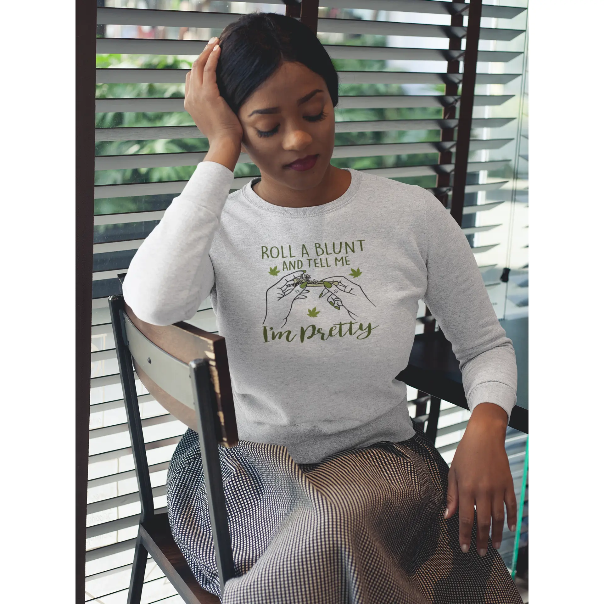 Stoner Girl Crewneck Sweatshirt, Hippie Stoner Jumper, Weed Lover Pullover, Marijuana Enthusiast Sweater, 420 Clothing, Chill Vibes