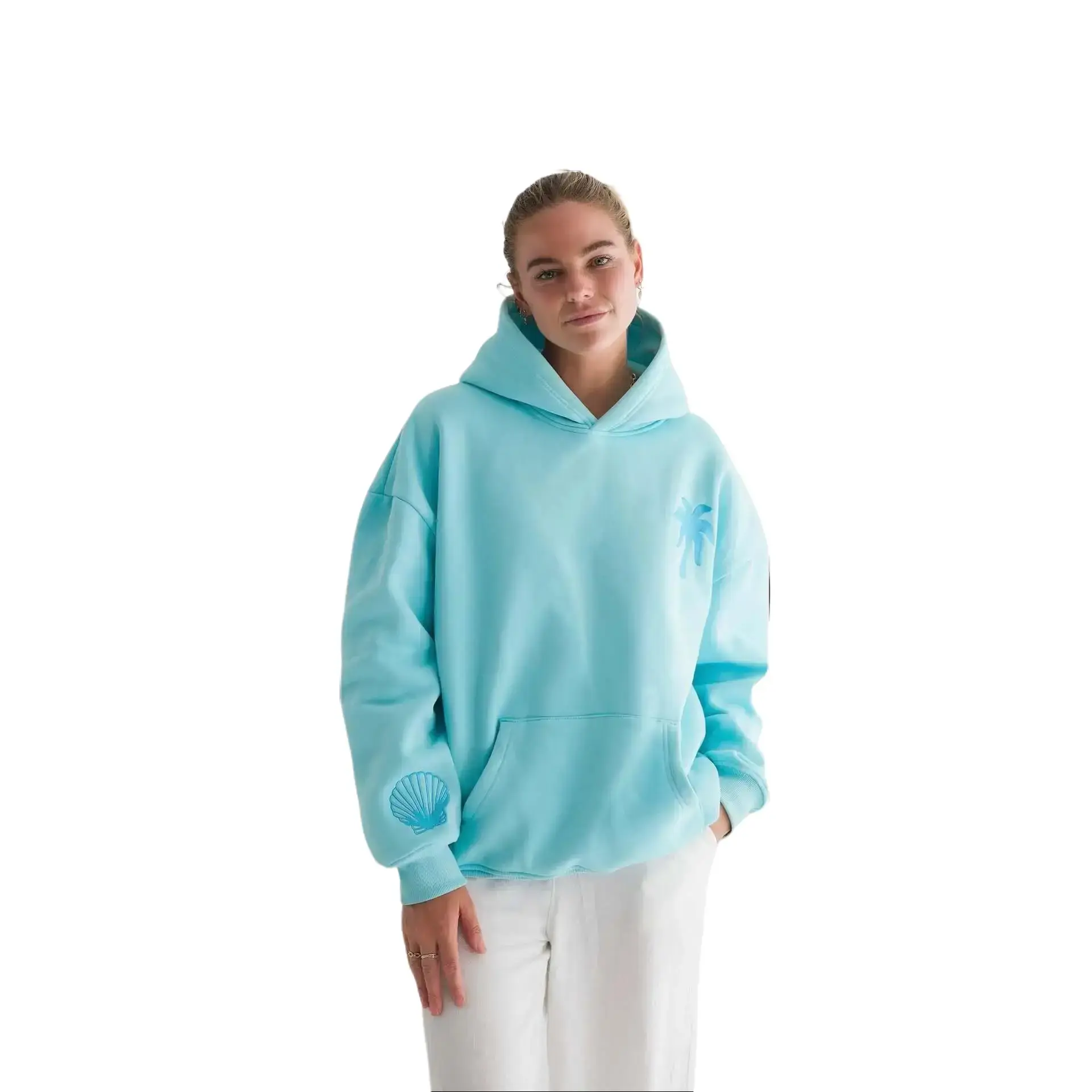 Y2K Floral Hoodie for Women – Retro Botanical Embroidered Oversized Sweatshirt, Drop Shoulder Long Sleeve Pullover, TikTok Trend 2026 Streetwear Essential