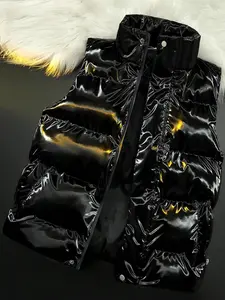 Men's Warm Insulated Sleeveless Puffer Vest with Zipper and Pockets, Perfect for Winter Outerwear, Casual Lightweight Layering for Fall, Sleeveless Gilet