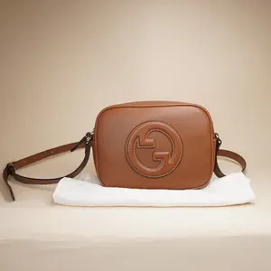 Pre-owned GUCCI Leather Shoulder Bags GG Calfskin Mini Blondie Bag Brown Shoulder Bag