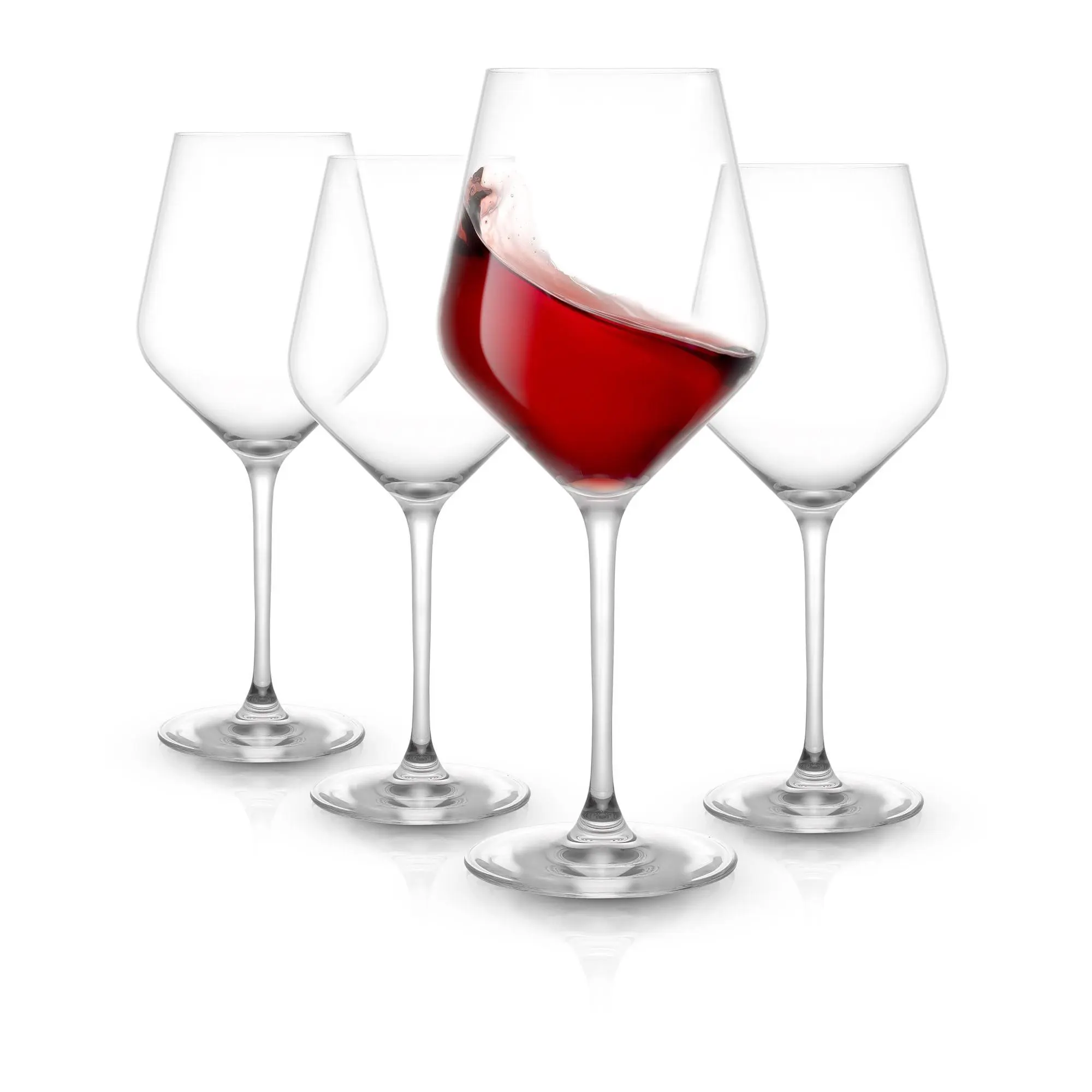 JoyJolt Set of 4 17oz Layla Crystal Red Wine Glasses