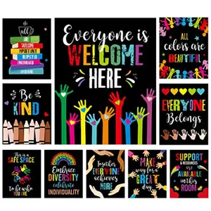 10 Pieces Motivational Posters for Classroom Inspirational Poster Bulletin Board Sets Positive Quote Art Wall Welcome Classroom Decor for Office Elementary Middle School