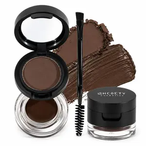 2-in-1 Eyebrow Powder & Cream Gel Kit, Waterproof Long-Lasting Smudge-Proof Makeup with Brush & Mirror for Natural Fluffy Laminated Brows, TikTok Viral Beauty Product