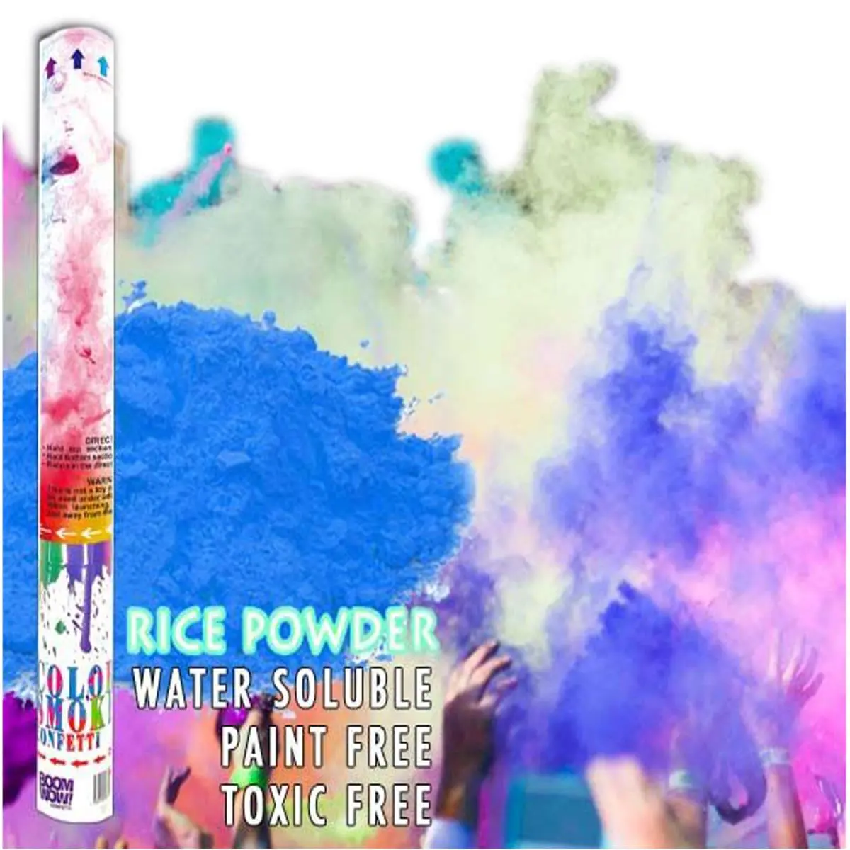 212 MAIN 18 in. Blue Holi Rice Powder Confetti Cannon - CO2-Powered Celebration Launcher, Shoots 15-25 ft, Home & Festive Party Supplies, Shoots 15-25 Feet