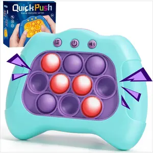 P-ITC048   Fast Push Machine Light Up Fidget Toys for Kids Adults, Handheld Game for Kids 3-12, Quick Push Bubble Stress Toy, Sensory Toys Travel Games, Xmas Birthday Gifts for Boys Girls (Blue - Purple)