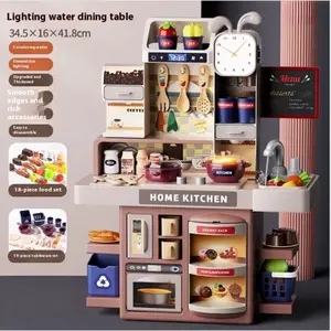 Large-Size Realistic Plastic Kitchen Toy Set with Spray, Lights, and Sound Effects; Water-Shooting Function; Children's Pretend Play Role-Playing Gift Set, Pretend Kitchen Playset