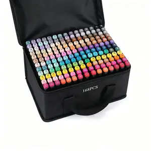 summer vibes Dual Tip Alcohol Markers Set 120 Color, 168 Color ,262 Color, Professional Quality Dual Head Design for Artists Adult Coloring Illustration Portable Storage Case Art Supplies Drawing Tool Brush