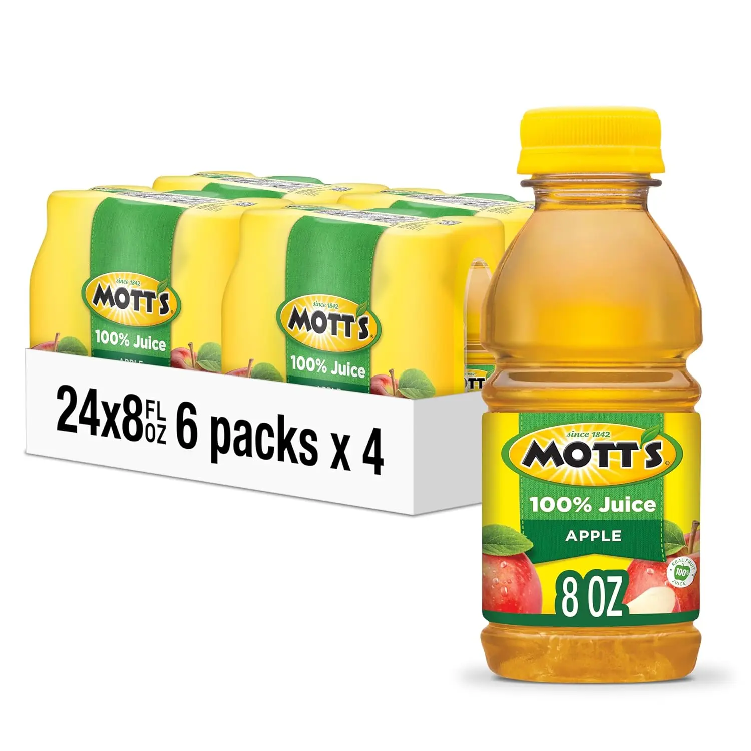 Original Apple Juice, 8 Fl Oz Bottles, 24 Count (4 Packs Of 6), 2 Servings Of Fruit, 100% Fruit Juice, Gluten-free, Caffeine-free, Kosher, Contains No Artificial Colors Or Sweeteners