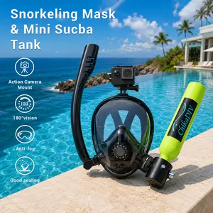 ChikaDIV 0.5L Mini Scuba Tank Set, Portable & Reusable Diving Tank for Summer Water Fun, Snorkeling, Pool Training, Beach Trips, Shallow Diving & Underwater Exploration