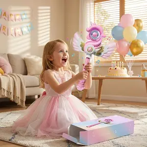 Pink Unicorn Magic Wand, LED Lights, Music - Girls' Fairy Toy, Birthday Cosplay Party Favor