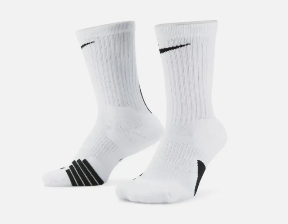 Nike Elite Dri-Fit Basketball Crew Socks - Men's Large, White/Black, Moisture Wicking Sports Athletic Crewsock, Moisture Wicking Socks