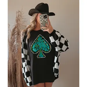 Vintage Grunge Turquoise Spade Tee, Graphic Crewneck shirt, cowgirl outfits, western clothing, western tops outfits women, country concert outfits clothing, rodeo outfit women shirt hoodie