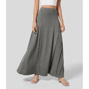 Halara High Waisted Side Zipper Maxi Casual Flare Skirt