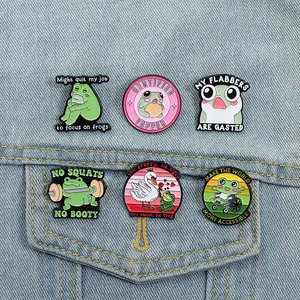6pcs funny cute animal frog swan versatile clothing toad metal brooch badge lapel pin medal