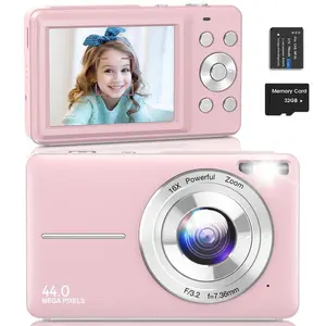 Digital Camera FHD 1080P 44MP Point and Shoot Camera with 16X Zoom, Anti-Shake, 32GB Card, Compact Small Camera Gift for Kids, Teens, Beginners, Students