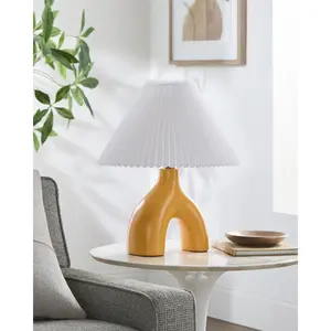 Livabliss Alvik Art Deco Accent Table Lamp - 18" Tall Ceramic Body, Easy-Clean Decorative Light, Home Decor Lighting, Table Lamp Decoration, Warm White Indoor Living Room Lighting