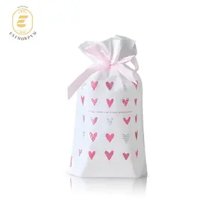 Gift Bag Sweet Pink Heart Drawstring Pouch for Wedding Valentine Party Gift