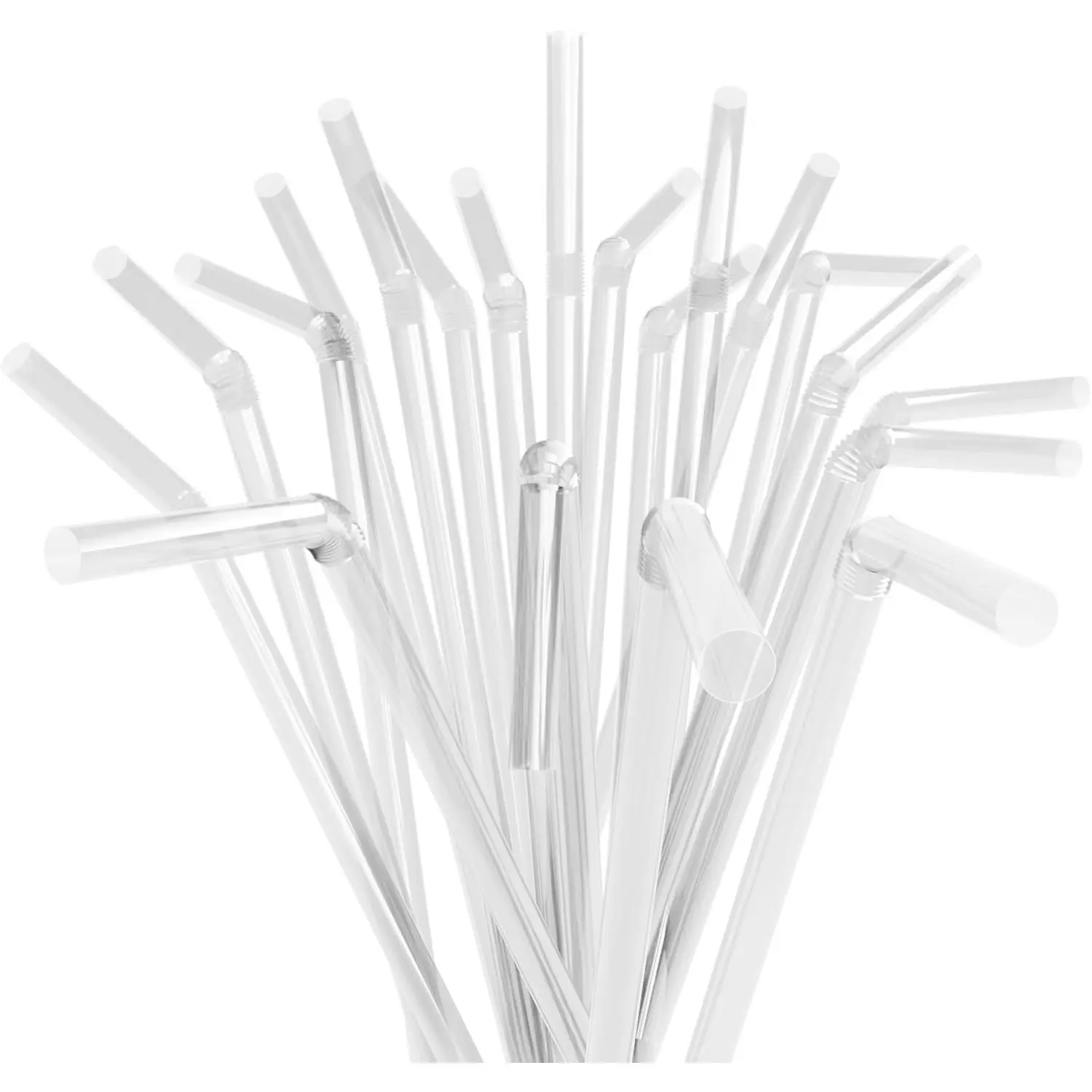Super Wide Plastic Flexible Milkshake Smoothie Straws (Clear, 100ct) (8.5" x 0.31")