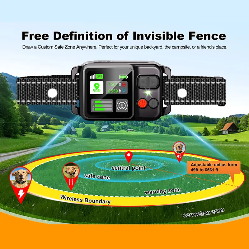 2026 GPS Dog Fence Wireless System, 49FT to 6561FT Adjustable Radius, Waterproof Pet Containment Collar for Safe Outdoor Playtime GPS Wireless Dog Fence Collar 2026,  Adjustable Boundary, Accurate Positioning System to Keep Your Dog Protected Outdoors