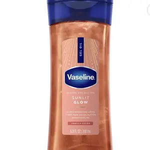 Vaseline Glazed and Glisten Sunlit Glow Body Gel Oil Vanilla Cocoa Shimmering with Ultra-Hydrating Lipids 100% Pure Cocoa Butter 6.8 Oz