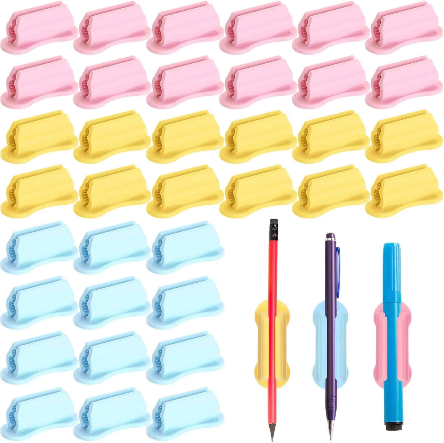 24/48 Pack Pencil Holders Adhesive Pencil Holders for Desk Upgraded Silicone Pencil Marker Holders for Clipboard Wall Classroom School Office Desk Accessories Teacher School Supplies
