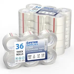 Lifetime Supplies 36 Rolls 2" Clear Premium Packing Tape, 110 Yards, 2.4 mil, Heavy Duty Packaging Tape for Shipping, Moving & Sealing