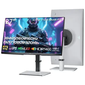 KTC 27'' 4K Mini LED 320Hz Gaming Monitor, UHD 3840x2160 Dual Mode (4K 160Hz/FHD 320Hz), HDR 1400, Fast IPS, Adaptive-Sync, Contrast 1000000:1, Type-C 65W, KVM, VESA, Tilt & Swivel & Height Adjustable, White, LOGO RGB Light, M27P6