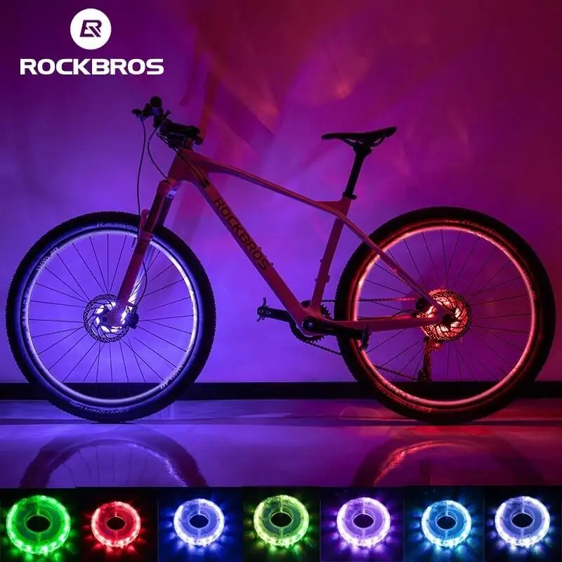 ROCKBROS Bicycle Wheel Hub Light - 12 LED, 7 Colors, 15 Modes, Waterproof Safety Warning - Outdoor Cycling Accessories for MTB, Road Bikes, Bicycle Light, Cycling Night Light