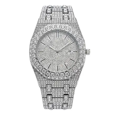 Octagonal full diamond  Silver watch-FX533