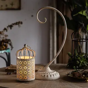 Vintage Iron Birdcage Candle Holder, Romantic Table Decor, Wall Hanging Lantern, Retro Style Hollow Out Design, Home Decoration, Halloween