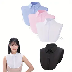 4Pcs Chic Fake Collar, Detachable False Dickey Collar Cotton Half Shirts Round Fashion Accessories, Suitable for Dresses, Uniforms, Formal Occasion