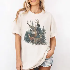 Comfort Colors Deer Shirt, Woodland Buck Graphic Tee, Forest Wildlife Shirt