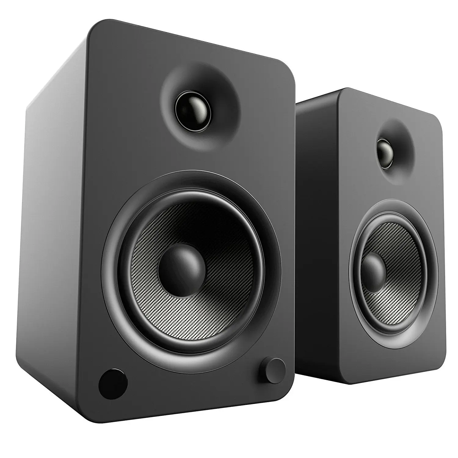 Kanto YU6 Powered Matte Black Bookshelf Speakers (YU6MB) - Active Monitors with Built-In Amplifier, Bluetooth Connectivity, Subwoofer Compatibility, Remote Control, Audio Capabilities, RCA Line, RCA Phono + Ground for Everyday Listening