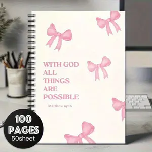 Bow Pattern Spiral Notebook, 1 Count Daily Planner Notebook, To Do List Planner Notebook, Spiral Bound Planner, Office Stationery & Supplies, Gift for Family, Friends, Colleagues