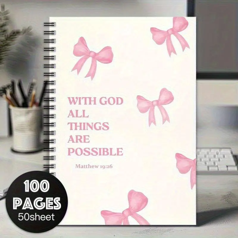 Bow Pattern Spiral Notebook, 1 Count Daily Planner Notebook, To Do List Planner Notebook, Spiral Bound Planner, Office Stationery & Supplies, Gift for Family, Friends, Colleagues