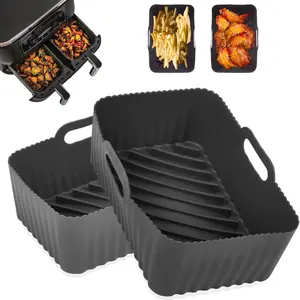 Silicone Air Fryer Liner, Non-stick Air Fryer Baking Tray, Reusable Air Fryer Liner for Ninja Foodi AF300UK/AF400UK, Air Fryer Accessories