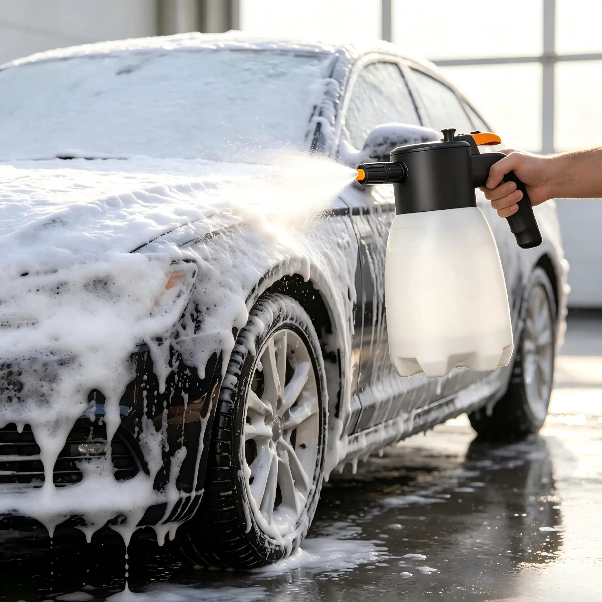 Portable Cordless Electric Foam Sprayer, Rechargeable High Pressure Foam Cannon for Car Wash, Auto Detailing, Home, Industrial Cleaning, Ergonomic Handle for Kitchen, Car, Garden and Bathroom - Car Wash Accessories