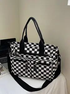 Women's Plaid Pattern Multi-Pocket Zipper Tote Bag, Fashion Casual Shoulder Bag, Crossbody Bag, Stylish Daily Use Handbag, Convertible Crossbody Bag, Fashionable Crossbody Bag, Crossbody Purse, Casual Bags